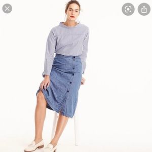 Jcrew button front a line skirt in chambray